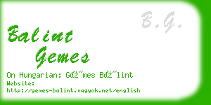 balint gemes business card
